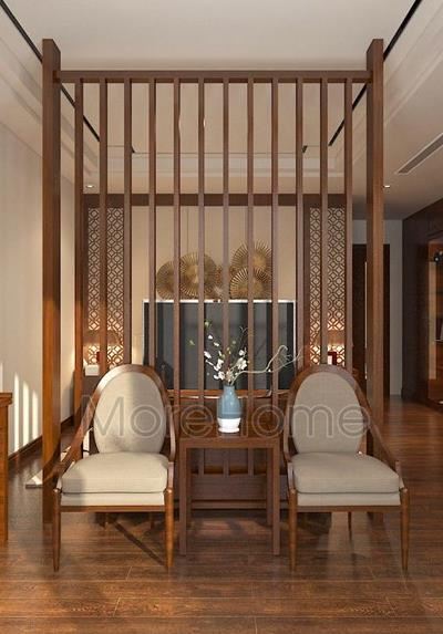 Trang trí nội thất biệt thự phong cách gỗ việt tại Vinhomes Thăng Long