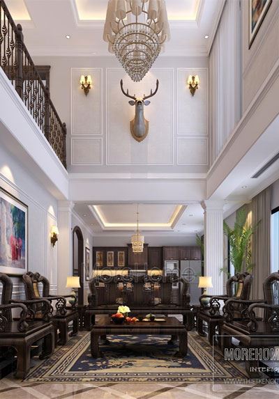 Trang trí nội thất biệt thự với bộ ghế gỗ cổ điển