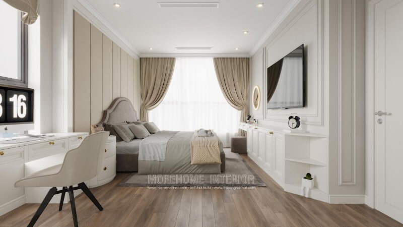 Giường ngủ chung cư tân cổ điển Giường ngủ chung cư tân cổ điển