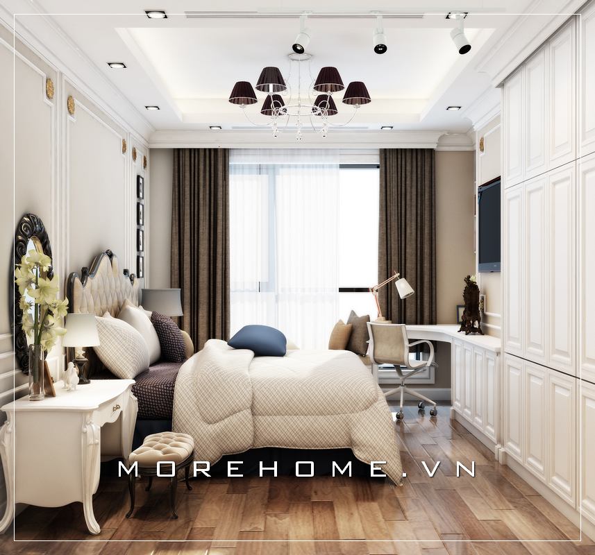 Giường ngủ chung cư tân cổ điển Giường ngủ chung cư tân cổ điển
