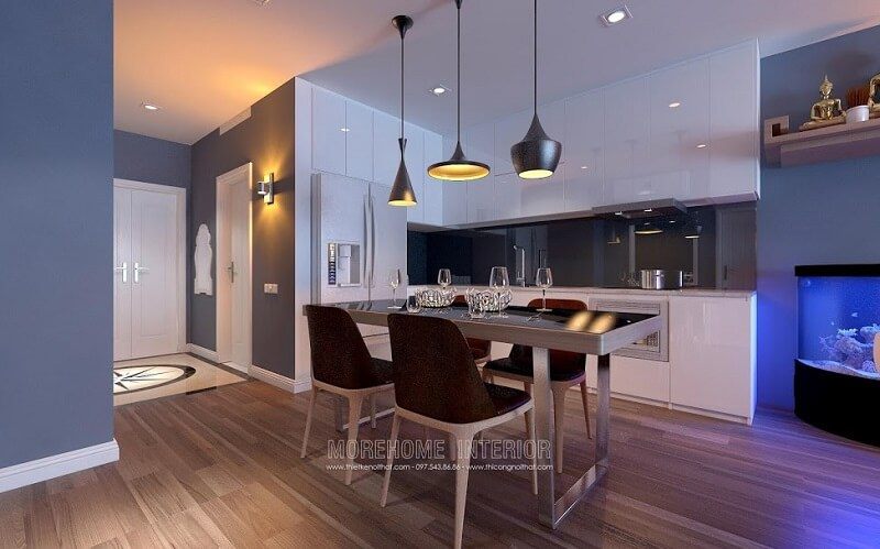 Mẫu bàn ăn hiện đại với thiết kế chân sắt,kiểu dáng nhỏ gọn ấn tượng được nhiều gia chủ yêu thích