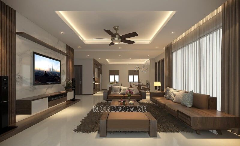 Mẫu sofa gỗ óc bọc da cao cấp, có tính sang trọng để trang trí nhà biệt thự và nhà liền kề.