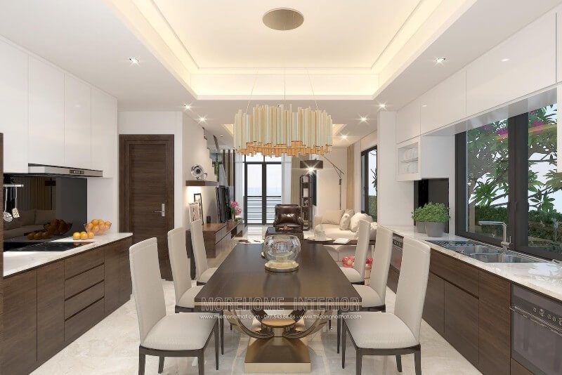 Biệt thự Vinhomes Thăng Long Hà Nội đã thiết kế một tủ bếp cao cấp.