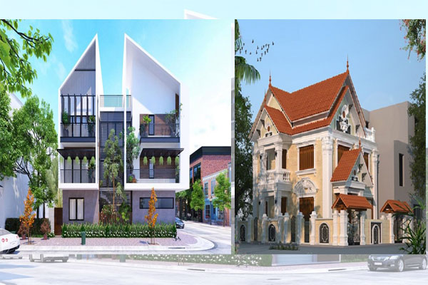 Mẫu thiết kế biệt thự 3 tầng 2 mặt tiền đẹp qua từng phong cách